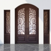 Portes doubles en fer forgé de style moderne avec impostes latérales pour villa