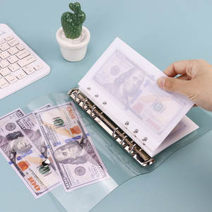 A6 accessoires de reliure budgétaire fermeture éclair sac de billets PP <span class=keywords><strong>plastique</strong></span> 6 trous reliure à anneaux pochettes sans fermeture éclair pour <span class=keywords><strong>classeur</strong></span> budgétaire - Product Image 4