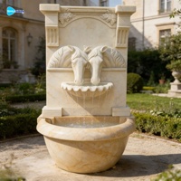Fontaine murale en marbre sculptée à la main en forme de tête de cheval pour la décoration de jardin, fournisseur d'usine, à vendre