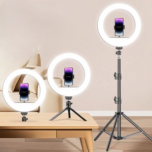 Lumière Annulaire LED Dimmable 26cm/10 Pouces pour Selfie, Lampe de Photographie en Plastique pour Téléphone Mobile et Vidéo en Direct, Multi-Fonctionnalités - Product Image 2