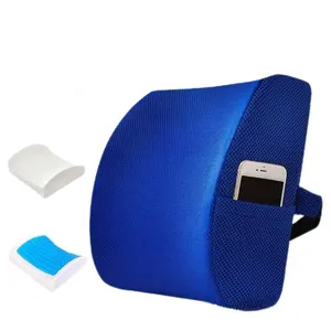 Office Chair Gel Memory Foam Ergonomic Lumbar Support Cushion Car Seat Lower Back Pillow With Side Pocket SH-P022B