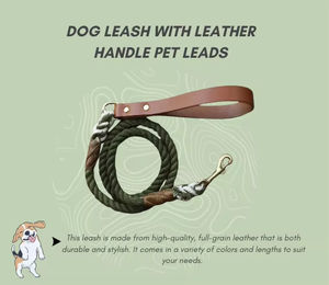 Guinzaglio per Cani Modern Classics con Impugnatura in Pelle, Corda in Nylon Ecologica, Accessori per Animali Domestici - Product Image 3