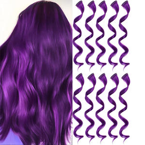 Extensions de cheveux synthétiques transfrontalières Deep Wave 20 pouces violettes, 10 pièces par paquet pour cosplay, fête, festival - Product Image 1