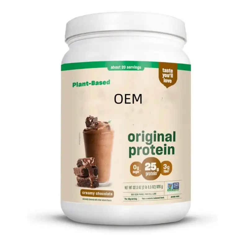 Proteína em pó OEM/ODM, mistura cremosa de bebidas de proteína à base de plantas de chocolate para água, leite e smoothies, 32,5 onças