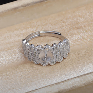 Anillo Abierto en Forma de S de Plata S925 con Cuentas de Circonita Cúbica, Compatible con Cordón, Modelo 5730, Talla 9-10 - Product Image 4