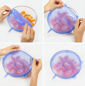 Ensemble de 6 couvercles de conservation alimentaire en silicone, couvercles réutilisables pour bols et assiettes pour réfrigérateur et préparation des repas - Product Image 4