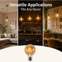 Ampoule LED Edison G80 E27, imitation filament de tungstène rétro, verre brun foncé, éclairage décoratif, 2700K, blanc chaud doux