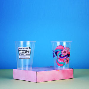 Gobelet à bulles personnalisé avec logo d'usine, avec couvercle, gobelet en plastique jetable avec film moulé - Product Image 5