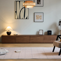 Mueble de TV de Madera de Nogal, Mesa de Centro Moderna de Madera Sólida, Combinación de Mueble de TV Sencillo de Alta Gama para Sala de Estar