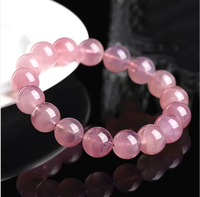 Bracelet Premium en Quartz Rose de Madagascar, Perles de Pierres Précieuses Naturelles Polies, Bracelet Extensible de Guérison pour Femme, Cadeau en Gros
