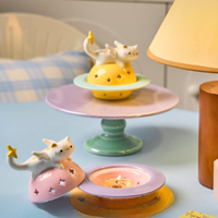 Coffret cadeau d'aromathérapie pour chat mignon Stars Envoy |   Bougie parfumée et diffuseur à bâtonnets avec support en céramique en forme de chat – Modèle très prisé – Prix usine
