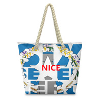 Sac fourre-tout personnalisé Saipan en corde de chanvre créative, sac à bandoulière réutilisable en polyester, idéal pour la plage, la vie universitaire et les courses