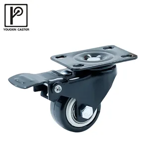 פרופיל נמוך casters גלגלים גומי רך מסתובב עם צלחת עליונה 360 מעלות 100 קיבולת כוללת lb