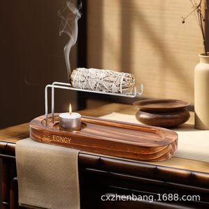 Cross-border wooden aromatherapy holder, <b>home</b> use, moxibustion tea, sage burning stand, multi-functional incense holder, - Product Image 1
