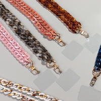 Chaîne en marbre décontractée, chaîne à maillons longue de 120 cm, chaîne de téléphone portable tendance unisexe en acrylique pour les fêtes ou comme accessoire de mode