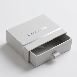 Luxury Custom Hot Stamping Logo Hardcover Cardboard <b>Earrings</b> Jewelry Drawer <b>Box</b> with Ribbon - Product Image 2
