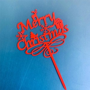 ของตกแต่งเค้กคริสต์มาสลายน้ำผึ้งและรสหวาน สีแดงทอง อะคริลิก สำหรับงานเฉลิมฉลองวันหยุด - Product Image 4