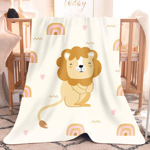 Doble franela un lado impreso B lado Blanco dibujos animados León felpa manta BL010204 - Product Image 4