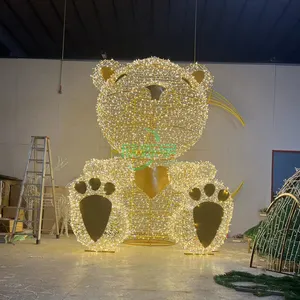 Ngoài Trời Tùy Chỉnh Đèn 3D Gấu Cảnh Quan Công Viên Chiếu Sáng Trang Trí Kỳ Nghỉ LED Giáng Sinh Gấu Hình Dạng Trang Trí Đèn