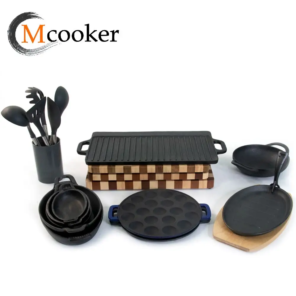 Mcooker – lot de 10 casseroles et poêles en fonte, ustensile de cuisine américain, 8, 10, 12 pouces, pour la cuisson des steaks, la friture, le rôtissage, 2023