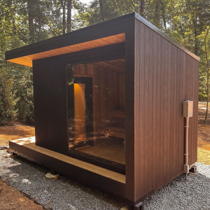 New Fashion Solid Wood Outdoor Sauna Cabin para 2-4 Pessoas Função de vapor seco & 9kw Power com varanda Área de estar - Product Image 6