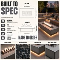 Table de foyer au propane pour terrasse extérieure, table de foyer rectangulaire moderne en aluminium avec flamme linéaire, pour toit, jardin, terrasse