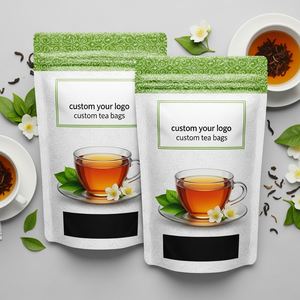 Sachets de thé réutilisables en Mylar de 100g, pochettes à fermeture éclair verticales, impression personnalisée, résistantes à l'humidité, marque privée pour tisanes - Product Image 2