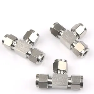 Compression Tube Fitting manufacturers suppliers 1/8'' 1/4'' 3/8'' 1/2'' 1'' 304 316L Stainless steel Equal Union Tee Connectors