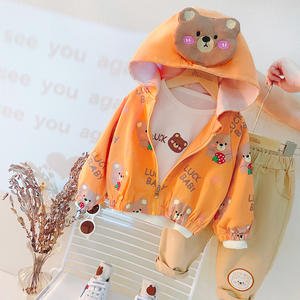 Conjunto de ropa de bebé con estampado de oso para niños, conjunto de ropa infantil, chaqueta con estampado, 2023 - Product Image 1