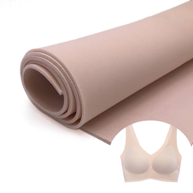 OEKO-TEX Certified Nude Beige PU Foam Fabric Compostable 3 Layer Foam Laminated Fabric Bra Cups & Sports Bras