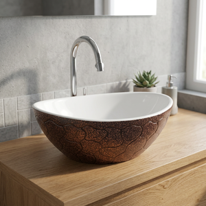 Vistaar Lavabo de table moderne pour hôtel, équipement sanitaire de luxe, lavabo blanc et or, entièrement en céramique cristallisée, garantie à vie - Product Image 1
