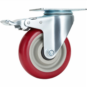 Roue de chariot à frein à pédale, roulement fluide, en PVC, industrielle, résistante à l'usure, pivotante et fixe, avec frein latéral pour sol - Product Image 1
