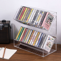Haute Transparent acrylique 2 niveaux Cd organisateur acrylique présentoir support de bureau acrylique musique disque support de stockage