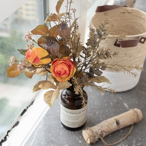 Rose artificielle Jiajin, fleur séchée brûlée, décoration d'intérieur, bouquet de mariage CF01278 - Product Image 1