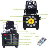 Machine à brouillard 500W avec 9 lumières LED et lumières de boule Disco Machine à fumée télécommandée pour effet de scène de fête d'Halloween de mariage