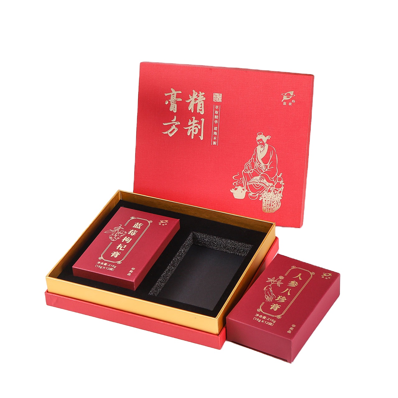 Luxury Good Quality Soy Ink Gift Box Custom Pack Medicinal Herbs Health Products Pastries Paper Box With Foam Insert