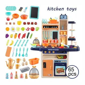 Venda quente 65pcs brinquedo educativo, crianças, cozinha, conjunto, brinquedo com música e luz