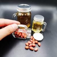 Gelas toples kaca Mason, 1 oz 35ml 4oz 120ml ukuran kecil stoples kaca dengan pegangan gelas Mason Jar minum kacamata untuk jus kopi