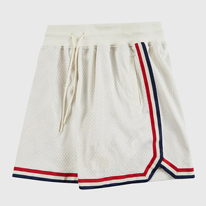 Pantalones Cortos de Baloncesto Azul Marino para Niños y Adultos con Franjas Laterales Rojas y Blancas, Cintura con Cordón, Logotipo Personalizado, Ropa Deportiva Informal - Product Image 3
