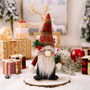Sombrero de punto Rudolph Doll con ramas de <span class=keywords><strong>pino</strong></span> Decoraciones navideñas Adornos enanos sin rostro para decoraciones de bolas y árboles - Product Image 6