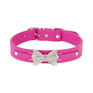 Conjunto de Collar y Correa para Perro o Gato de Cuero PU con Lazo de Diamantes, Collar de Moda con Pedrería para Perros Pequeños y Gatos, Estilo Japonés y Coreano - Product Image 2