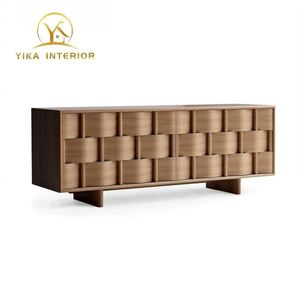 Meuble TV Rétro Nordique Style Wabi-Sabi en <span class=keywords><strong>Bois</strong></span> Massif, Meuble <span class=keywords><strong>d</strong></span>'Entrée Créatif Tressé, Armoire de Rangement au Design Artistique - Product Image 1