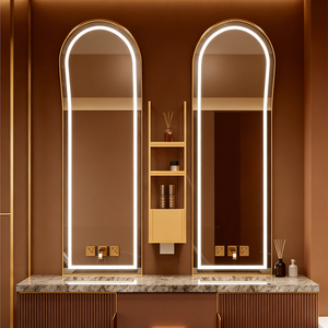 Arch Large Size Brushed <strong>Mirror</strong> Gold Stainless Steel <strong>Frame</strong> Anti Fog Bathroom Smart <strong>Mirrors</strong> with Light - Product Image 4