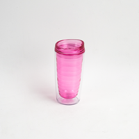 Bouteille d'eau de camping écologique JWAY, 350 ml, double paroi en plastique AS, avec paille filetée et couvercle coulissant, approvisionnement direct usine