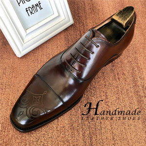 Zapatos formales de cuero para hombre, estilo moderno y elegante, de piel de vaca importada de alta gama, zapatos formales para novio de boda. - Product Image 1