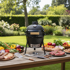 Ahumador de Carbón Auplex, Parrilla de Cerámica Kamado de 13 Pulgadas, <span class=keywords><strong>Asador</strong></span> de Carbón, Parrilla para Barbacoa - Product Image 1