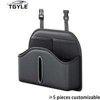 Organisateur de voiture multifonctionnel style professionnel, boîte à mouchoirs en cuir, 1 à 3 compartiments, support de rangement suspendu, sac de siège arrière, accessoires de voiture