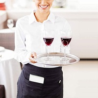 Apron Pendek Hitam untuk Pelayan Pria dan Wanita dengan 3 Kantong untuk Restoran dan Bar