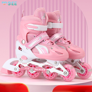 लगता है चयन समायोज्य फ्लैशिंग शुरुआती रोलर स्केट्स बच्चों के लिए लाइट-अप व्हील्स सुरक्षात्मक गियर किट - Product Image 5
