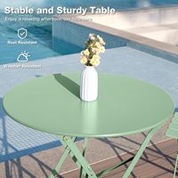 Table pliante de bistrot et chaises lot de 2, meubles de balcon, petit ensemble de meubles de jardin 3 pièces, vert